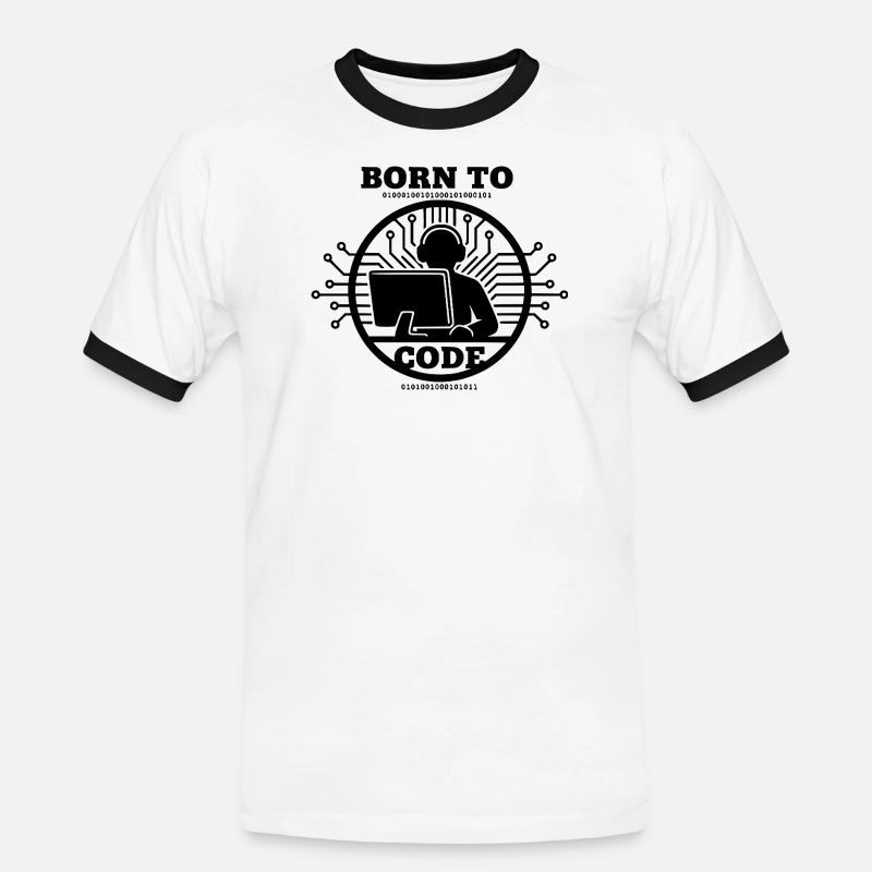 Codeur né pour coder Programmeur - T-shirt contrasté Homme - blanc/noir