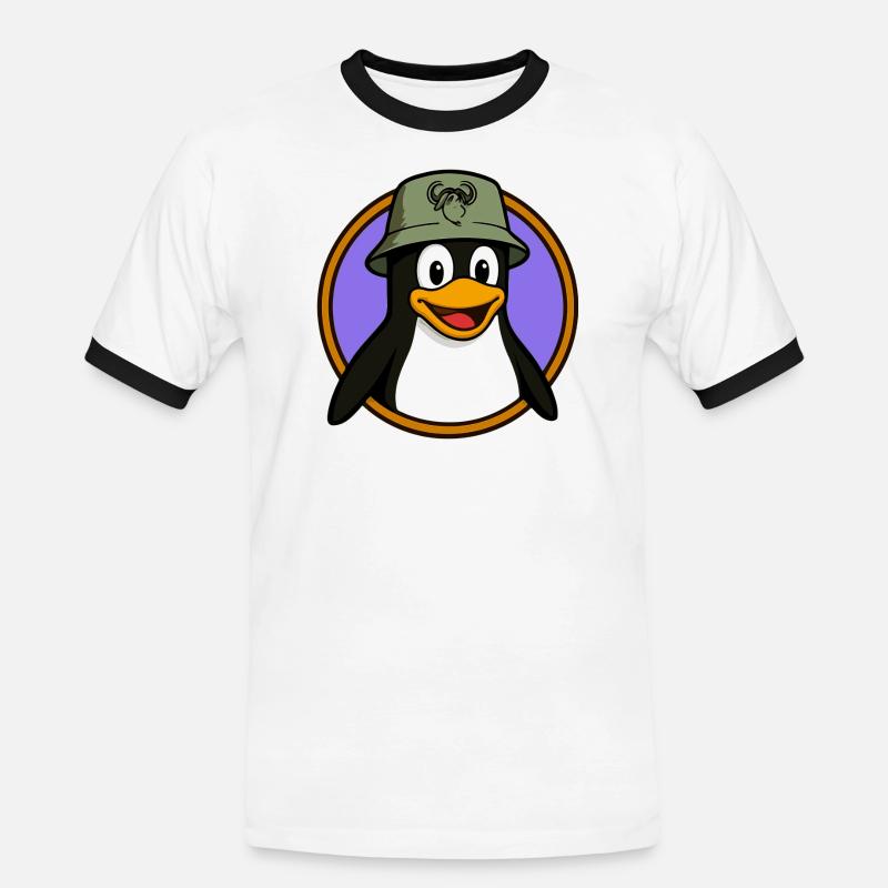 Tux Linux + GNU Hut - Männer Kontrast-T-Shirt - Weiß/Schwarz