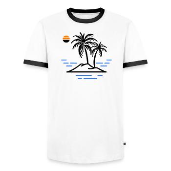 Île Palm - T-shirt contrasté Homme - blanc/noir - Devant - AI Model Female 172 light (172cm) & AI Model Male 178 dark (178cm)