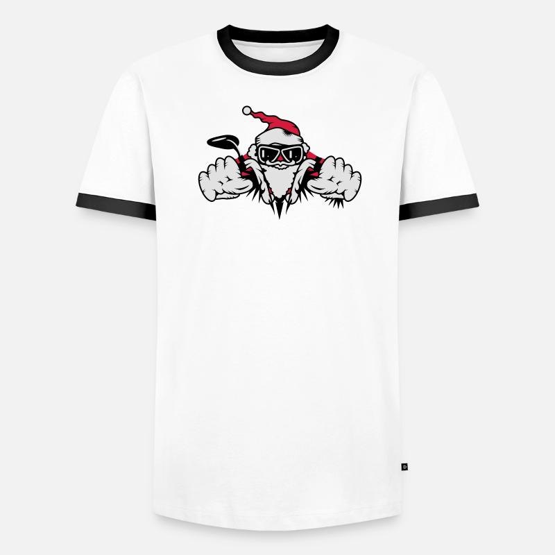 Weihnachtsmann auf Motorrad mit Geschenken - Männer Kontrast-T-Shirt - Weiß/Schwarz
