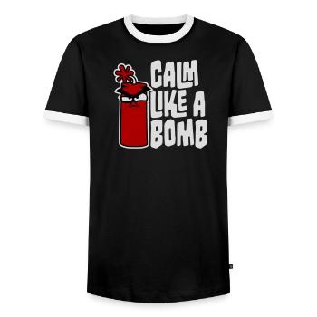 Calme comme une bombe Paradoxe Ironie Humour Blague explosive - T-shirt contrasté Homme - noir/blanc - Devant - AI Model Female 172 light (172cm) & AI Model Male 178 light (178cm)