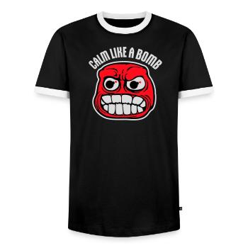 Calme comme une bombe Paradoxe Ironie Humour Blague explosive - T-shirt contrasté Homme - noir/blanc - Devant - AI Model Female 172 light (172cm) & AI Model Male 178 light (178cm)