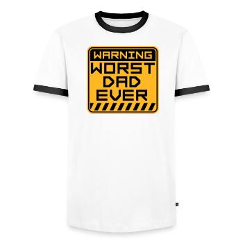 Worst Dad Ever Funny Sarcastic Father's Day Dad - Men's Ringer Shirt - white/black - Front - AI Model Female 172 light (172cm) & AI Model Male 178 dark (178cm)