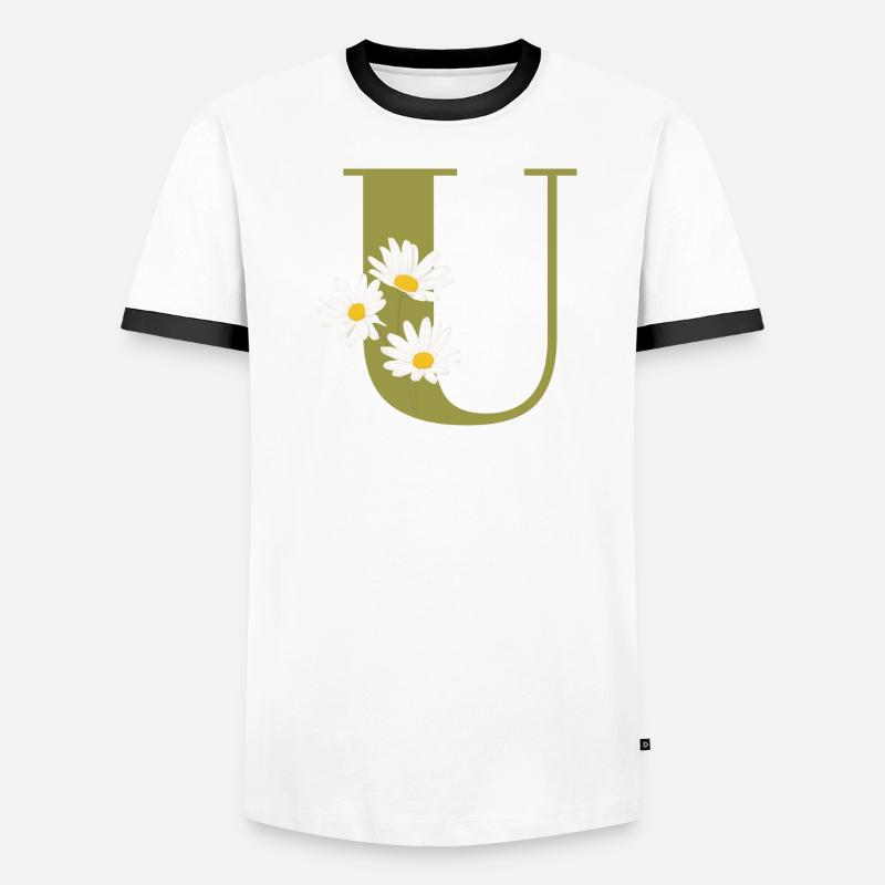Grüne Gänseblümchen u Buchstabe - Männer Kontrast-T-Shirt - Weiß/Schwarz