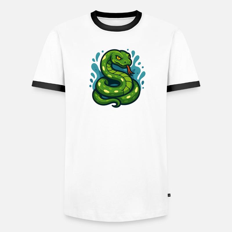 Arbre vert Python serpent en vague - T-shirt contrasté Homme - blanc/noir