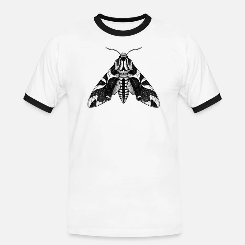 Moth Shadow Pattern Moth Black Moth - Men's Ringer Shirt - white/black
