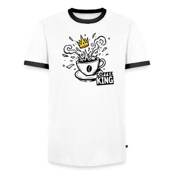 Grind or Die: coffee king krone graffiti kaffee - Men's Ringer Shirt - white/black - Front - AI Model Female 172 light (172cm) & AI Model Male 178 dark (178cm)