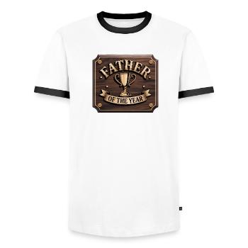 Vater des Jahres - Lustiger Papa T-Shirt - Männer Kontrast-T-Shirt - Weiß/Schwarz - Vorne - AI Model Female 172 light (172cm) & AI Model Male 178 dark (178cm)