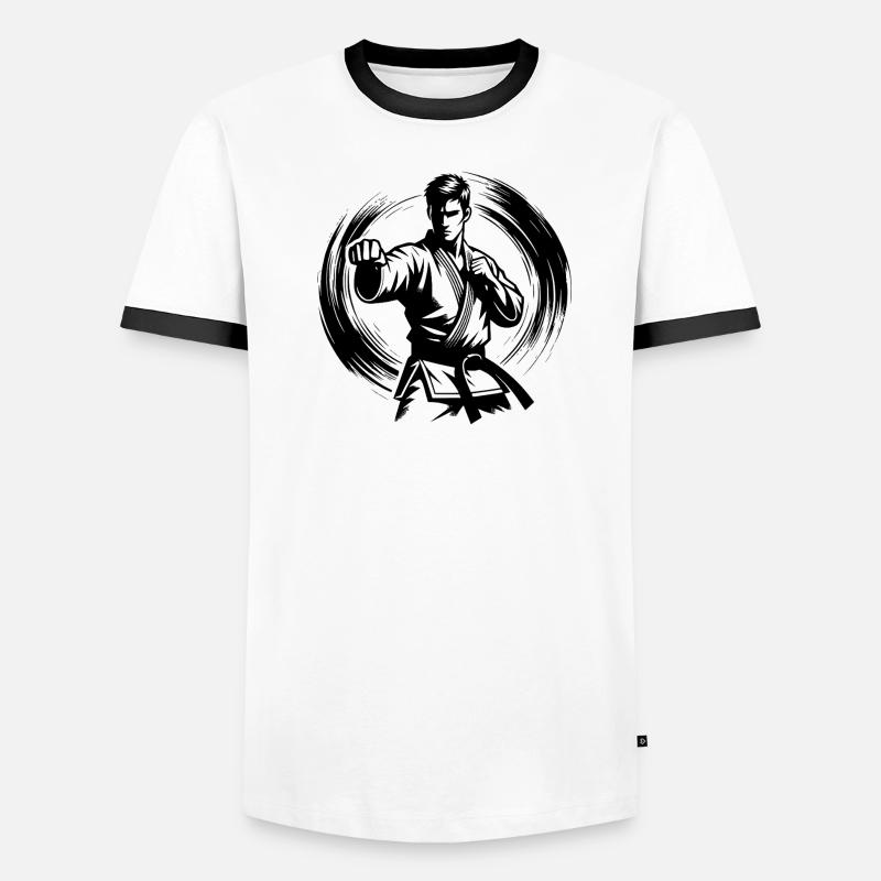 Dynamische Kampfpose Perfekte Karate Silhouette - Männer Kontrast-T-Shirt - Weiß/Schwarz