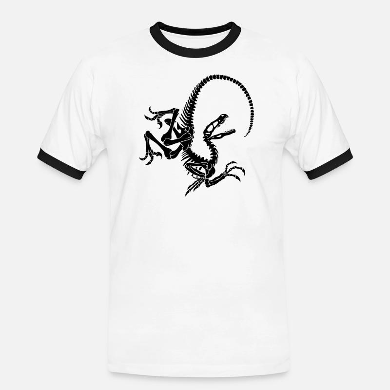 Raptor Skeleton - Men's Ringer Shirt - white/black