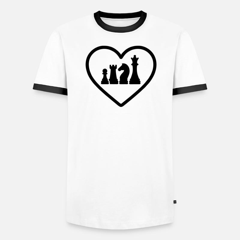 Cuore Scacchi Pezzi - Maglietta Contrast da uomo - bianco/nero