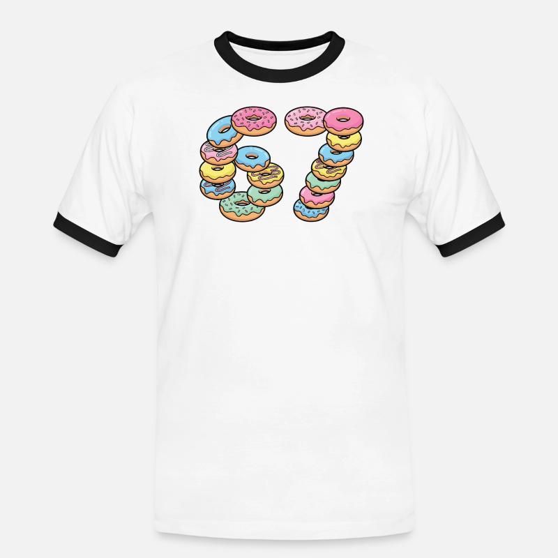 Pastel Donut Stack 67 Pattern - Men's Ringer Shirt - white/black
