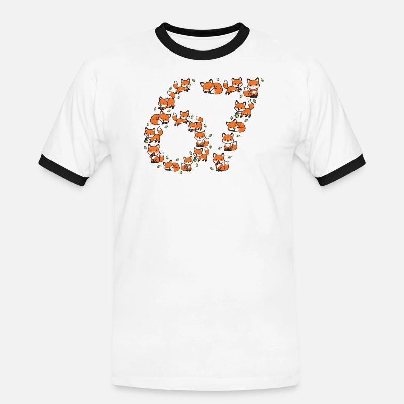 Fox Ring Pattern 67 Meme - Männer Kontrast-T-Shirt - Weiß/Schwarz