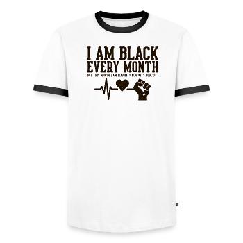 Je suis noir chaque mois battement de cœur Poing - T-shirt contrasté Homme - blanc/noir - Devant - AI Model Female 172 light (172cm) & AI Model Male 178 dark (178cm)