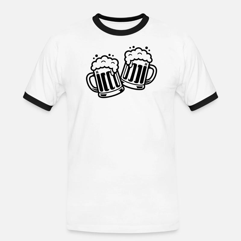 Bierkrug Prost Comic Bier - Männer Kontrast-T-Shirt - Weiß/Schwarz