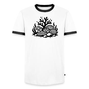 Symbole corallien Océan récif corallien - T-shirt contrasté Homme - blanc/noir - Devant - AI Model Female 172 light (172cm) & AI Model Male 178 dark (178cm)