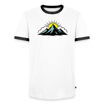 Mountains Clouds Peaks - Men's Ringer Shirt - white/black - Front - AI Model Female 172 light (172cm) & AI Model Male 178 dark (178cm)