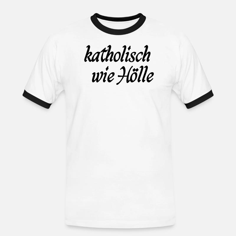 Catholic as hell - Men's Ringer Shirt - white/black