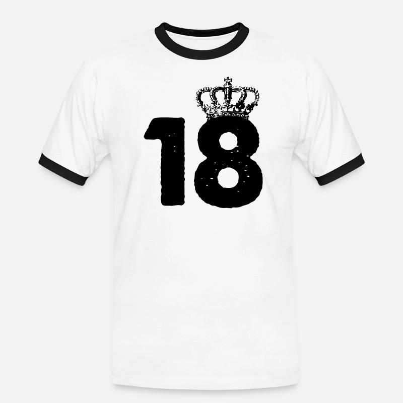 18 Krone - Männer Kontrast-T-Shirt - Weiß/Schwarz