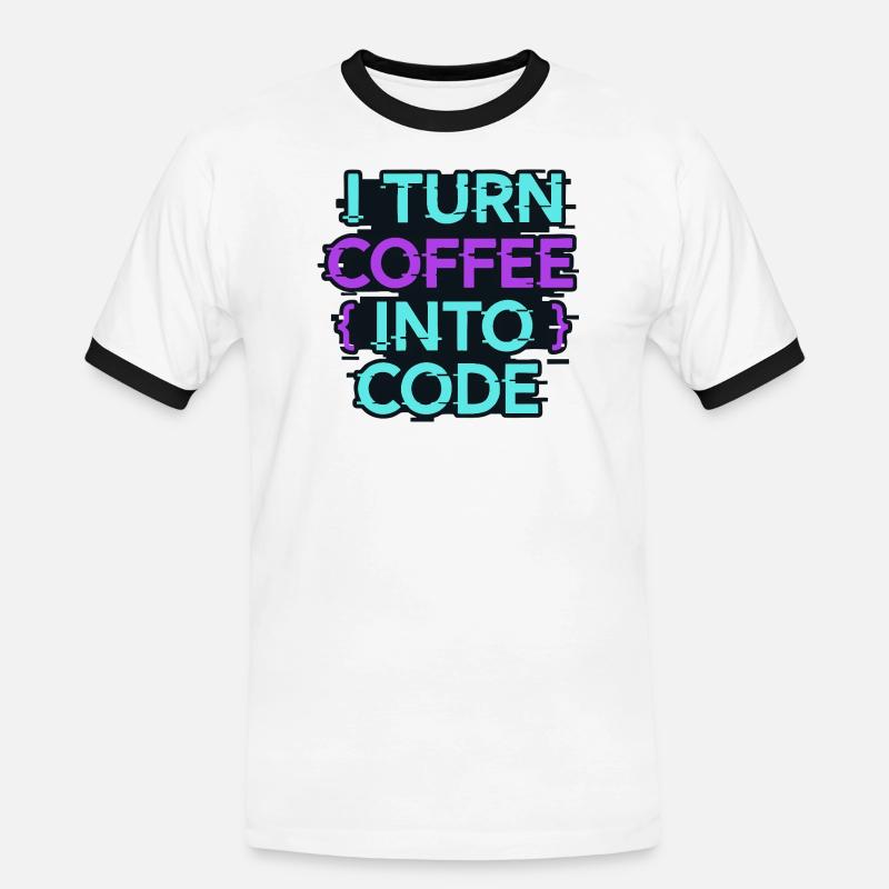 Ich verwandle Kaffee in Code - Männer Kontrast-T-Shirt - Weiß/Schwarz