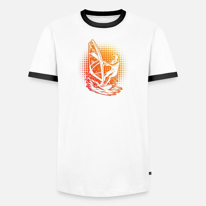 Compact windsurfing design for windsurfing - Men's Ringer Shirt - white/black