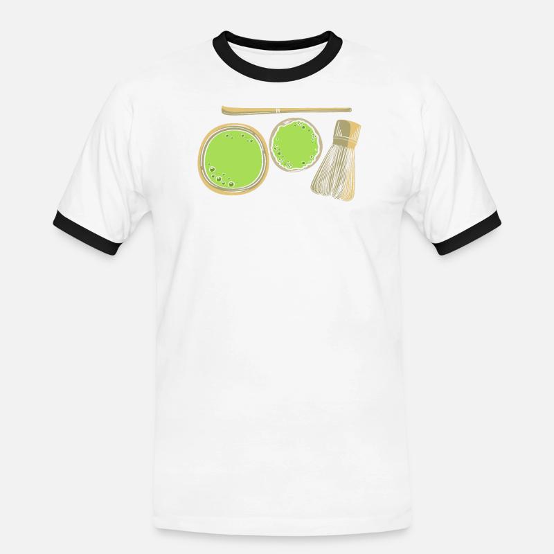 Matcha Tee - Männer Kontrast-T-Shirt - Weiß/Schwarz