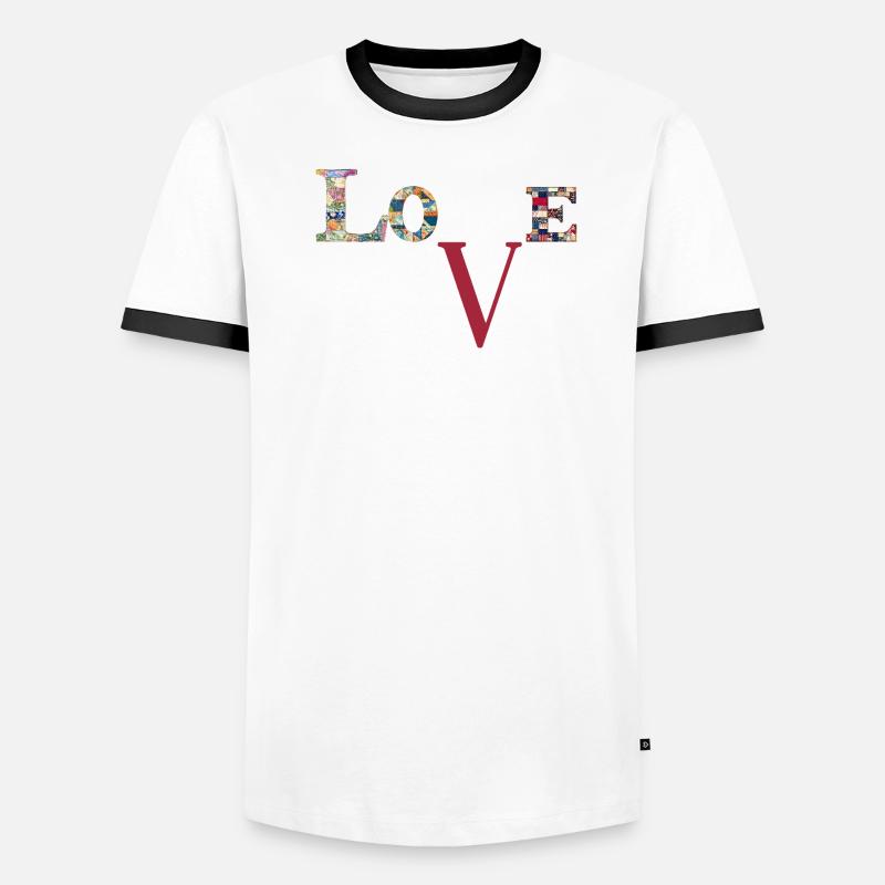 Love Patchwork Typography - Men's Ringer Shirt - white/black