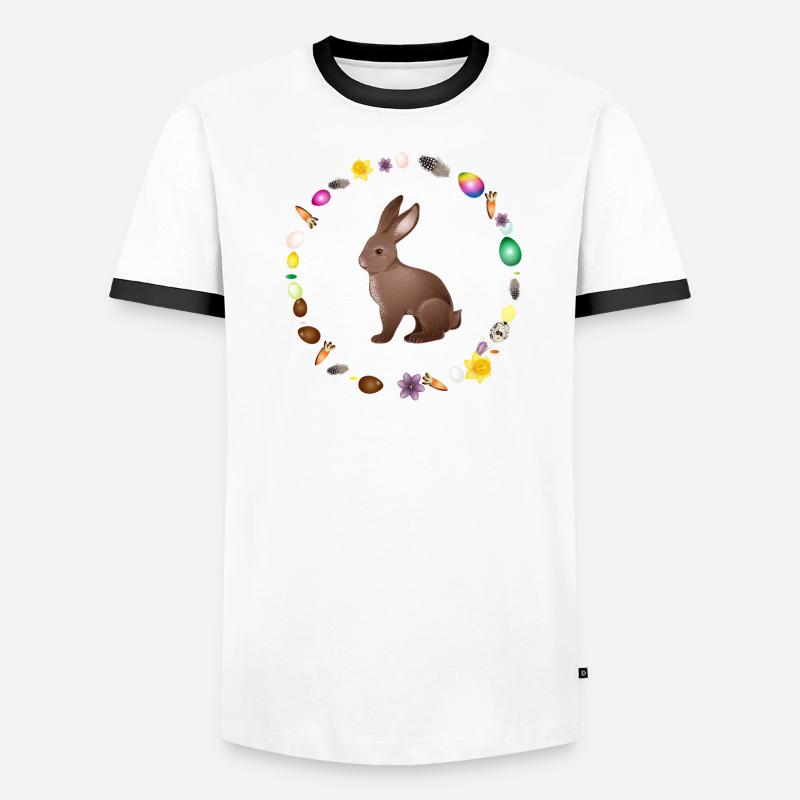 Easter bunny in Easter spring wreath - Men's Ringer Shirt - white/black