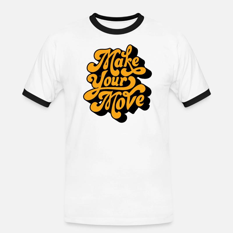 Make Your Move Retro Script - Men's Ringer Shirt - white/black