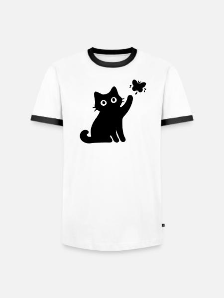 Chat drôle - T-shirt contrasté Homme - blanc/noir