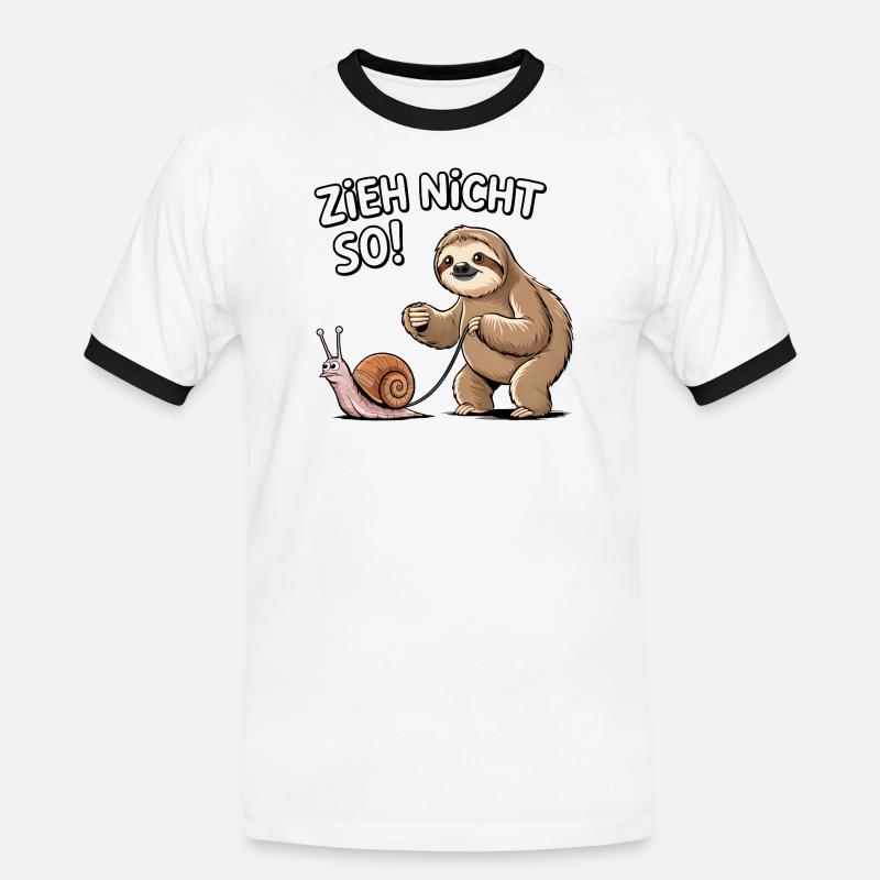 Don't pull so sloth snail - Men's Ringer Shirt - white/black
