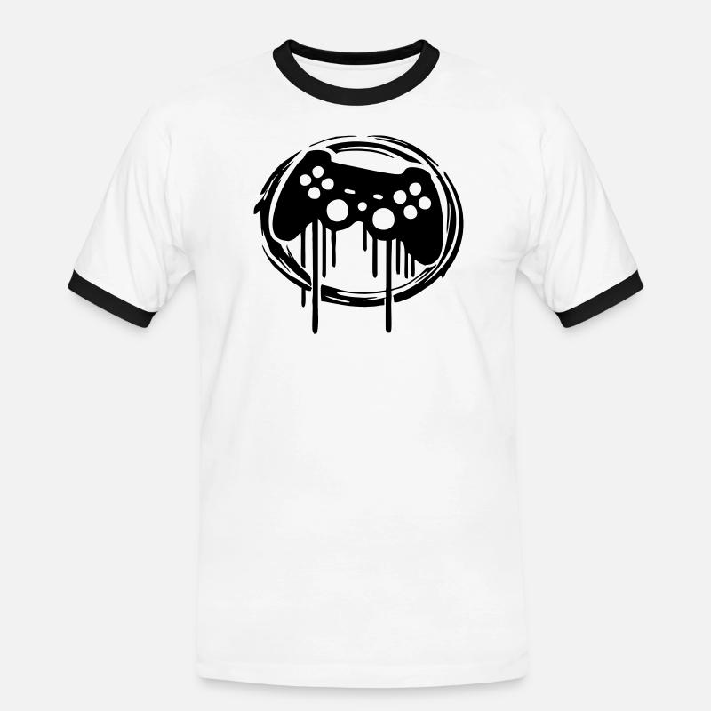 Gaming Controller Circle Pattern - Men's Ringer Shirt - white/black