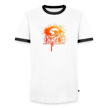 Direkte Roadbike Aussage - Männer Kontrast-T-Shirt - Weiß/Schwarz - Vorne - AI Model Female 172 light (172cm) & AI Model Male 178 dark (178cm)