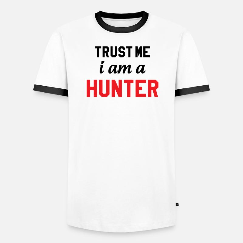 Glaub mir, ich bin ein Jäger - Männer Kontrast-T-Shirt - Weiß/Schwarz
