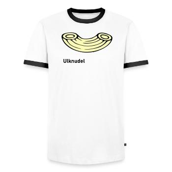 Ulknudel - Men's Ringer Shirt - white/black - Front - AI Model Female 172 light (172cm) & AI Model Male 178 dark (178cm)
