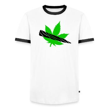 Grünes Blatt-Silhouette-Design - Männer Kontrast-T-Shirt - Weiß/Schwarz - Vorne - AI Model Female 172 light (172cm) & AI Model Male 178 dark (178cm)