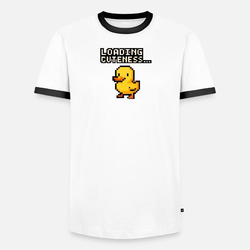 pixel Ente loading cuteness - Männer Kontrast-T-Shirt - Weiß/Schwarz