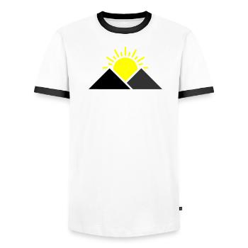 Sonne Berge Landschaft - Männer Kontrast-T-Shirt - Weiß/Schwarz - Vorne - AI Model Female 172 light (172cm) & AI Model Male 178 dark (178cm)