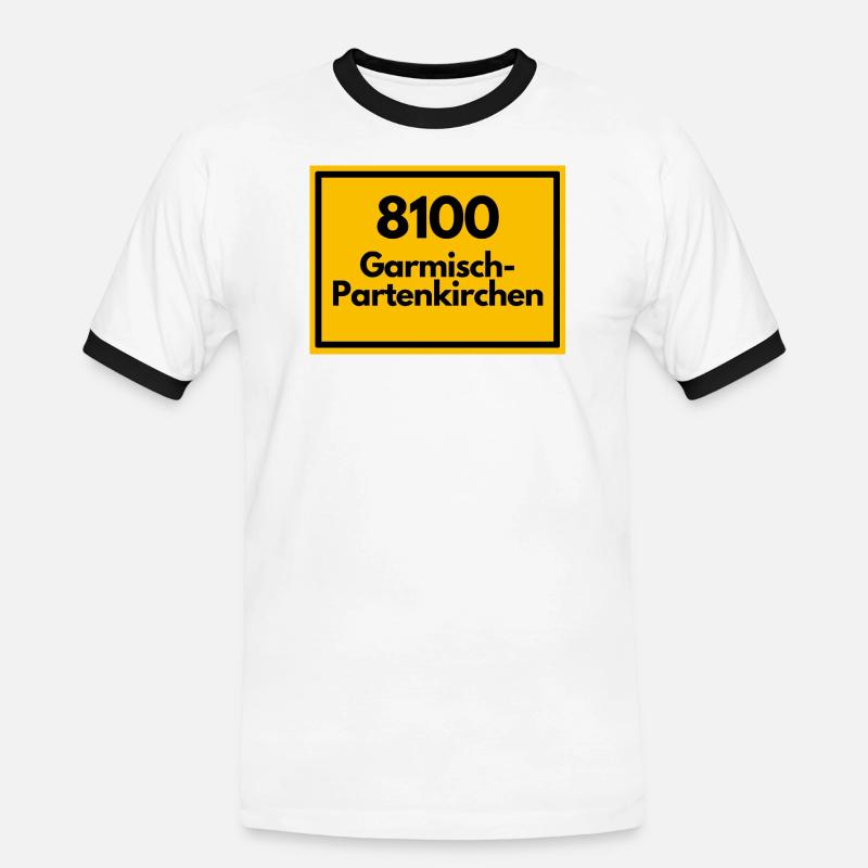 OLD POSTCODE POSTCODE 8100 GARMISCH-PARTENKIRCHEN - Men's Ringer Shirt - white/black