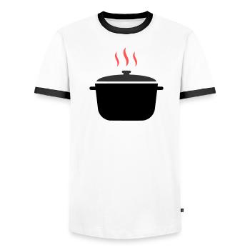 Kochtopf Dampf Kochen - Männer Kontrast-T-Shirt - Weiß/Schwarz - Vorne - AI Model Female 172 light (172cm) & AI Model Male 178 dark (178cm)