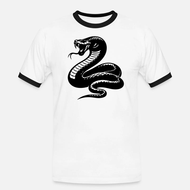 Snake Python Silhouette - Men's Ringer Shirt - white/black