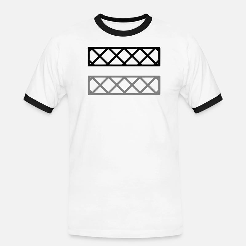 Fence Grid Pattern Frame - Men's Ringer Shirt - white/black