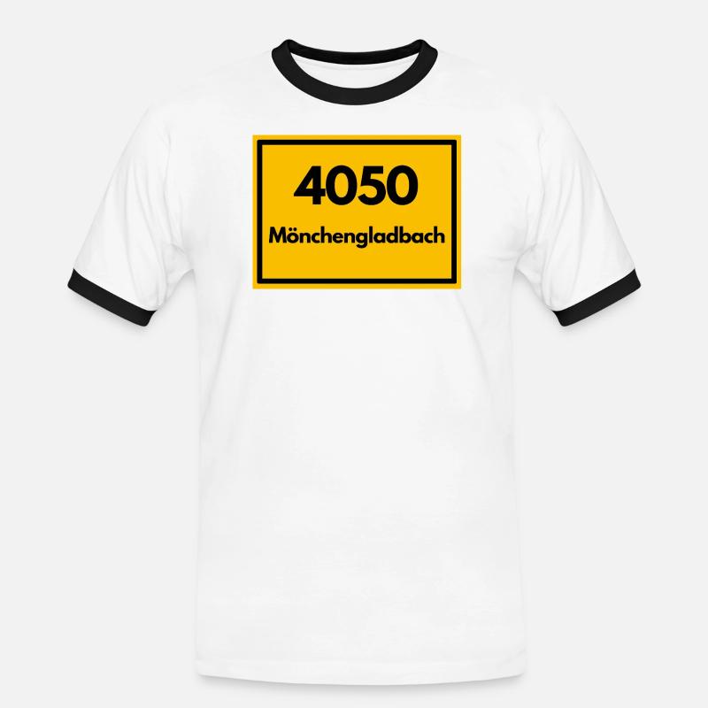 OLD POSTCODE POSTCODE 4050 MÖNCHENGLADBACH FUSSBAL - Men's Ringer Shirt - white/black