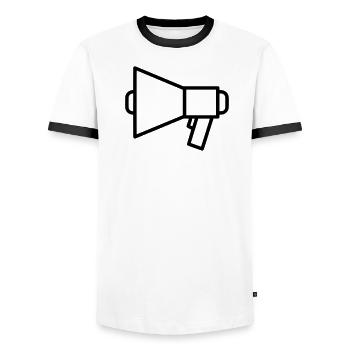 Megafon Lautsprecher Protest - Männer Kontrast-T-Shirt - Weiß/Schwarz - Vorne - AI Model Female 172 light (172cm) & AI Model Male 178 dark (178cm)