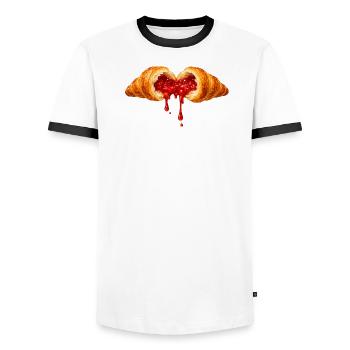 Stuffed croissant with fruit filling illustration - Men's Ringer Shirt - white/black - Front - AI Model Female 172 light (172cm) & AI Model Male 178 dark (178cm)
