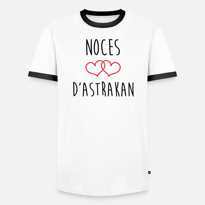 Bryllupsdag - Astrakhan-bryllup (64 år) - Herre kontrast-T-shirt - hvid/sort