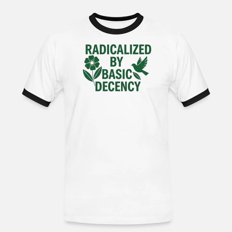 Progressive Values Basic Decency Shirt - Men's Ringer Shirt - white/black