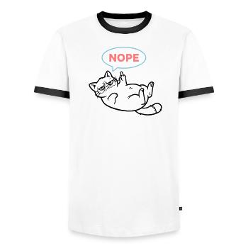 Cat Nope Speech Bubble Colored - Men's Ringer Shirt - white/black - Front - AI Model Female 172 light (172cm) & AI Model Male 178 dark (178cm)