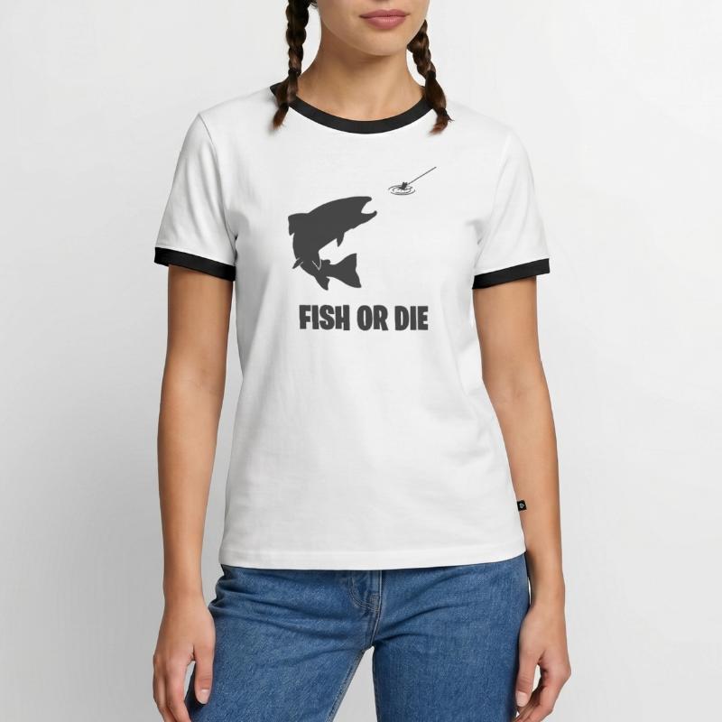 Fisch oder stirb Männer Kontrast-T-Shirt