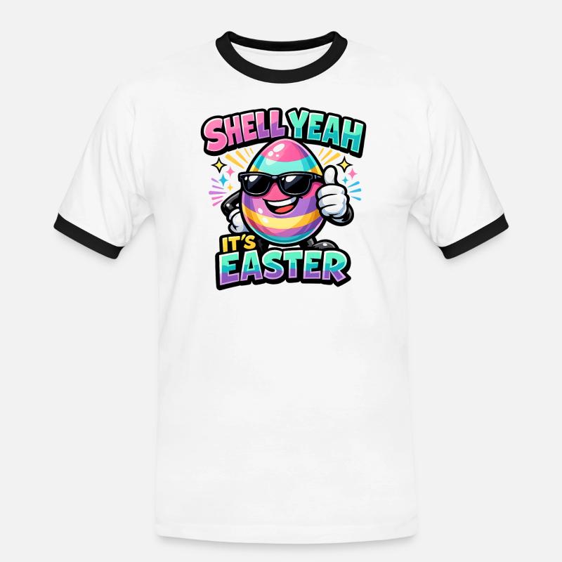 Shell Yeah It's Easter Ostern Spruch Hell yeah - Männer Kontrast-T-Shirt - Weiß/Schwarz